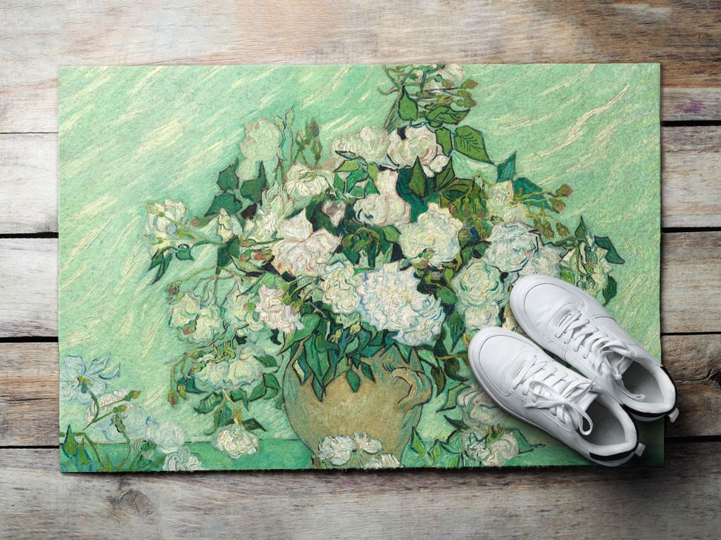 Fußmatte Aussen - Schuhmatte Haustür- Schmutzfangmatte Türvorleger - Outdoor Teppich Schmutzfänger - 60x40 cm - Van Goghs Rosen