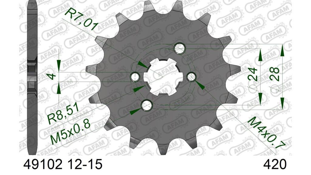 AFAM Stahl Standard Ritzel vorne - 420