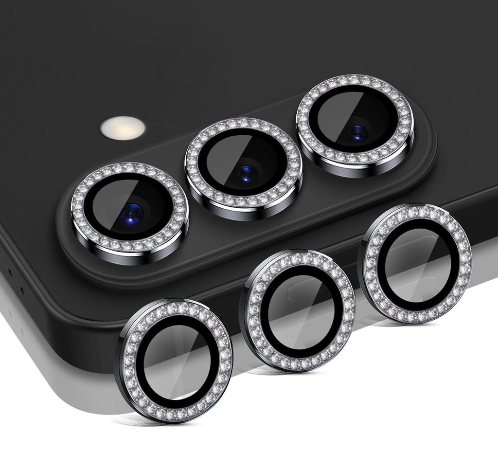 Kamera Linsenschutz Glas Set mit Schmucksteinen für Samsung Galaxy S26 Schutzglas Camera Linse Panzerfolie 9H Schwarz