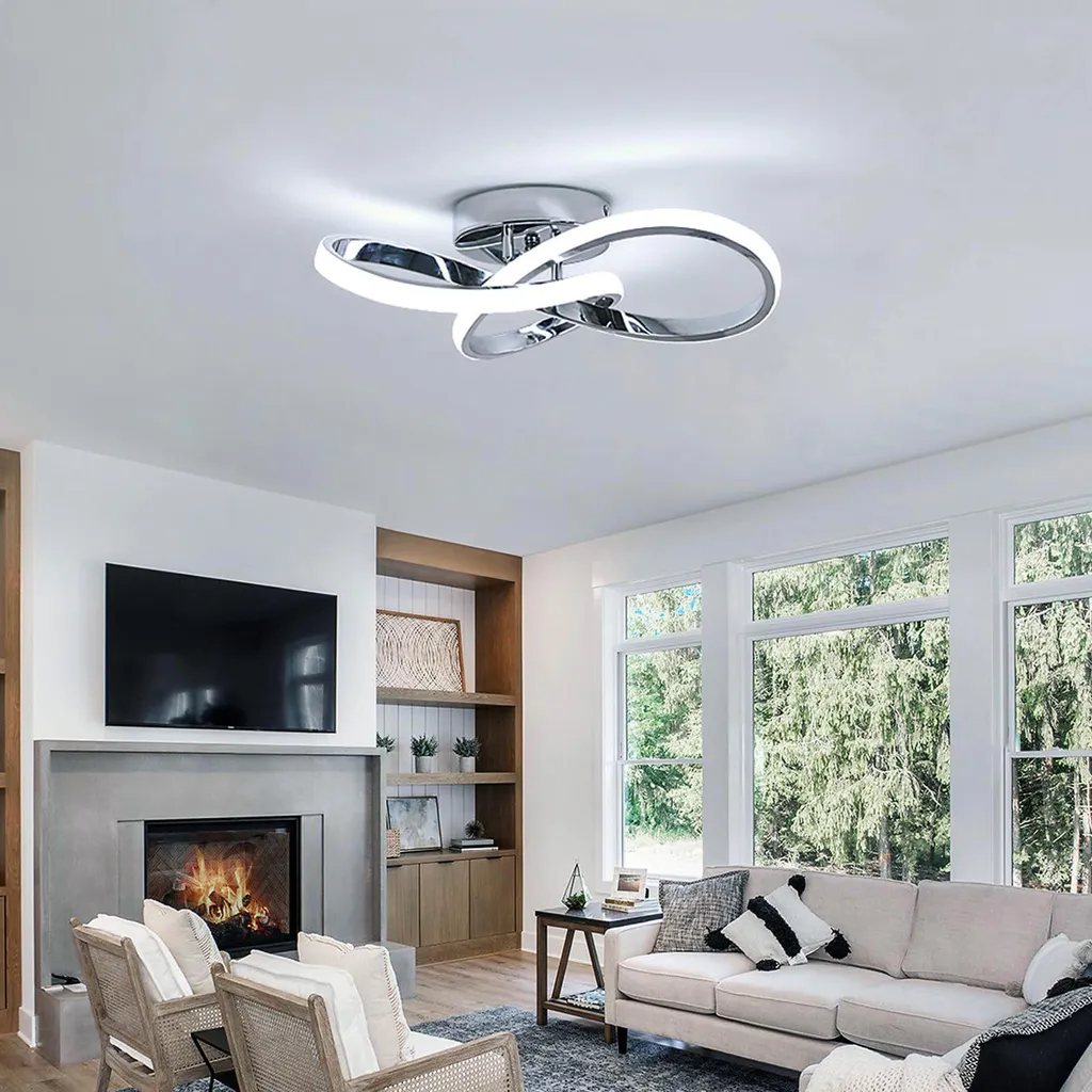 Plafonnier Argent Design Moderne Économe en Énergie Interchangeable - 3