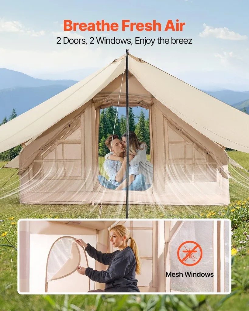 Tente gonflable pour camping et jardin familiale avec pompe incluse