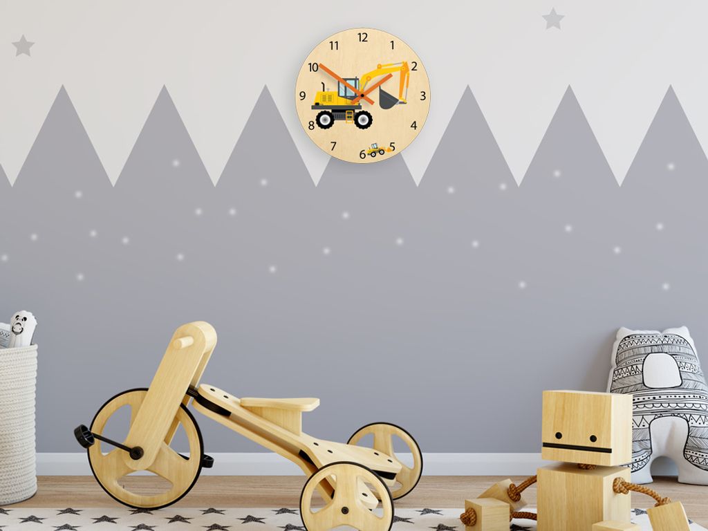 ModernClock, Wanduhr, Wanduhr für Kinder, Bagger, stille Produktbild 3