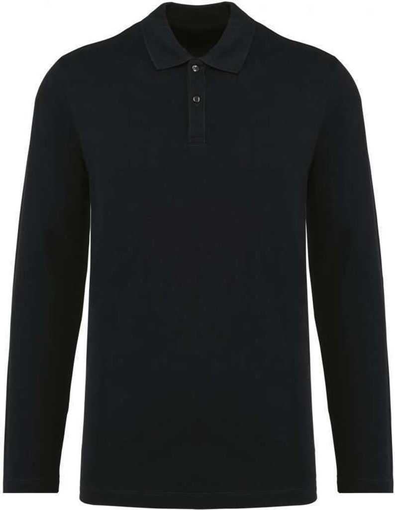 Kariban Premium Herren Polo-Shirt Poloshirt Basic Langarm Polohemd Shirt, Größe:3XL, Farbe:Schwarz