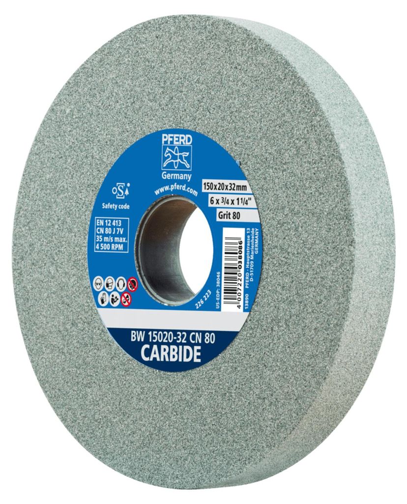 PFERD TOOLS Schleifbockscheibe Ø 150x20mm Bohrung-Ø 32 mm SiC80 für harte Materialien z.B. Hartmetall
