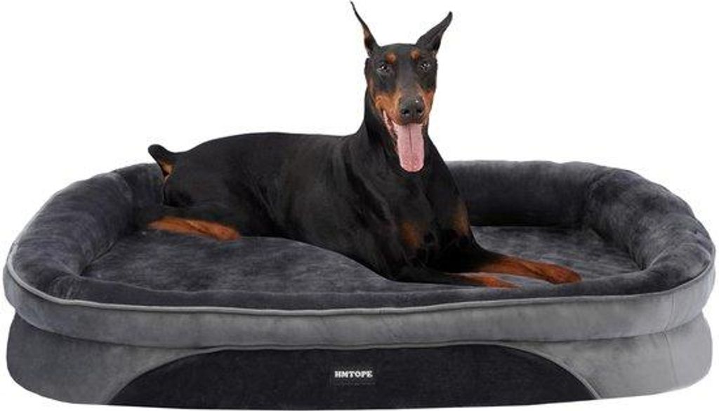 Grosses Orthopädisches Hundebett, vierseitiges Nackenrolkissen, Anti-Slip-Boden, Hundematt, abnehmbar und waschbar, groß für große Hunde, 122 x...