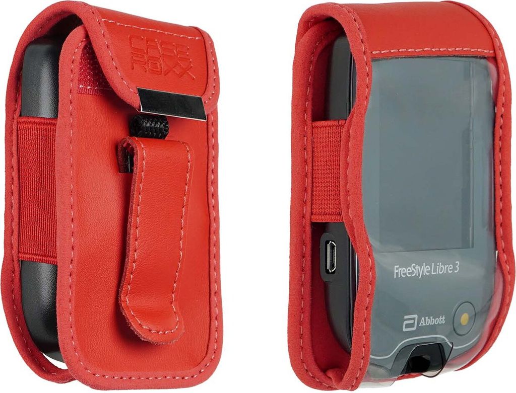 Ledertasche m. Gürtelclip Freestyle Libre 1/2 rot Zdjęcie produktu 