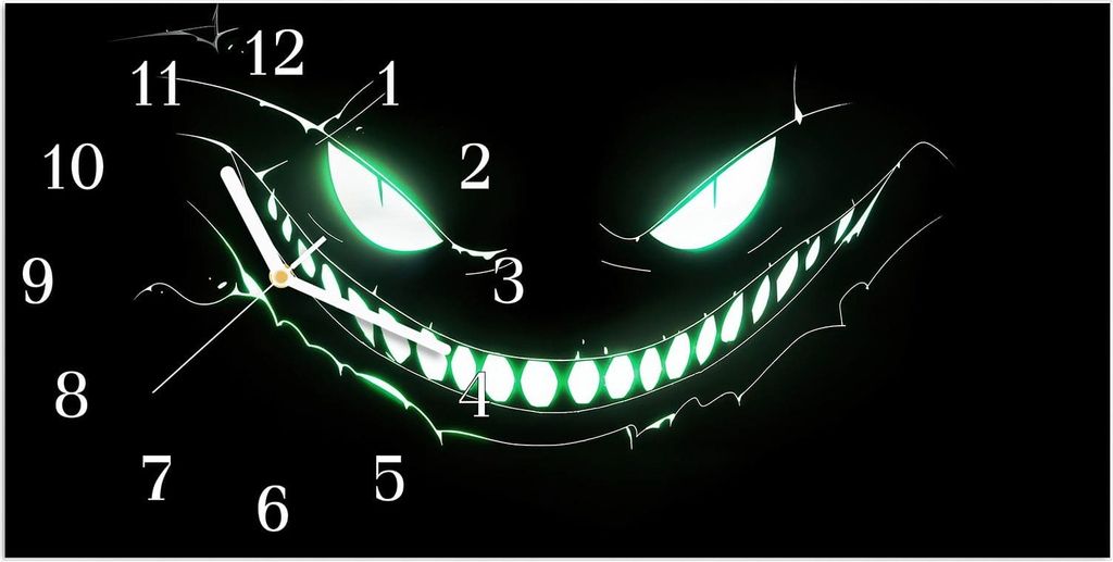 Wanduhr aus Glas mit Motiv Grinsendes Gesicht- 60 x 30 cm - inkl. Aufhängesystem
