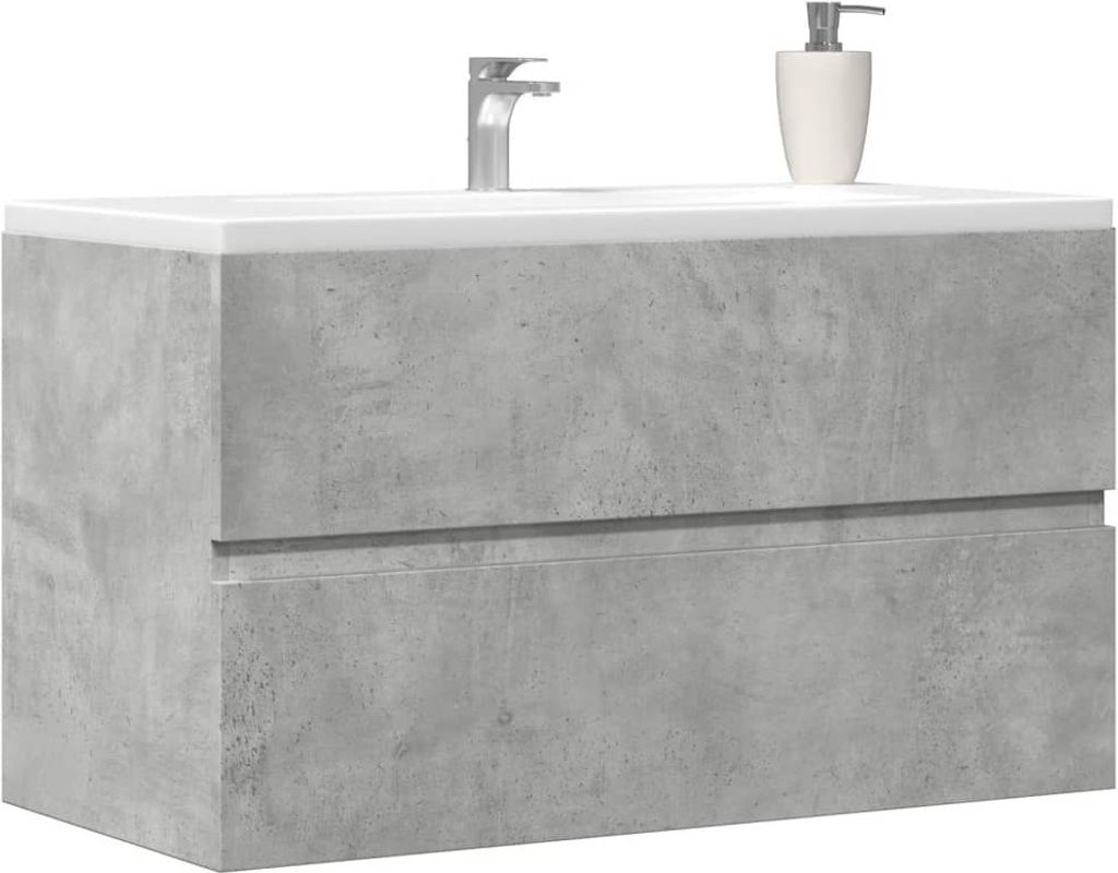 Maison Exclusive - Bad-Hängeschrank Betongrau 80x38,5x45 cm Holzwerkstoff