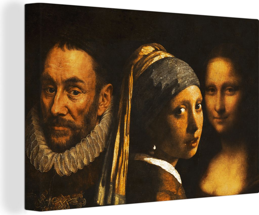 OneMillionCanvasses - Leinwandbilder - 150x100 cm, Das Mädchen mit dem Perlenohrring - Wilhelm von Oranien - Mona Lisa, Wandbilder Kunstdruck Wa...