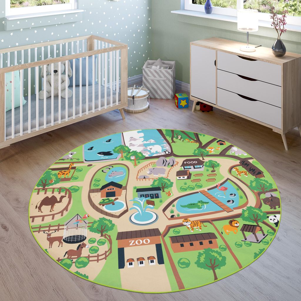 Kinder-Teppich Für Kinderzimmer, Spiel-Teppich, Zoo Mit Produktbild 
