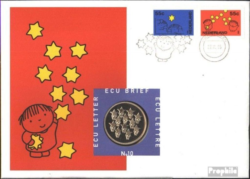 Briefmarken Niederlande 1995 Mi 1561-1562 auf Numisbrief No.10 mit ECU-Münze (kompl.Ausg.) FDC Dezembermarken