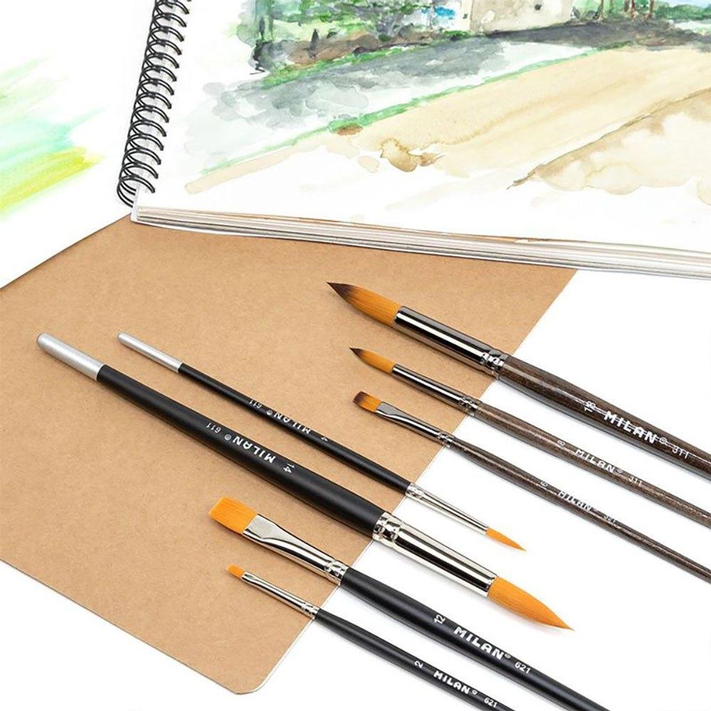 Milan 6er-pack Premium Synthetik Rundpinsel Mit Kurzem Griff Serie 611 Nr. 4 One Size