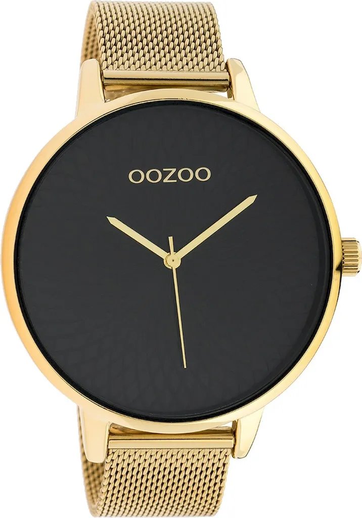 Montre Oozoo C10553 Femme - Cadran Noir et Bracelet Cuir Finition Or