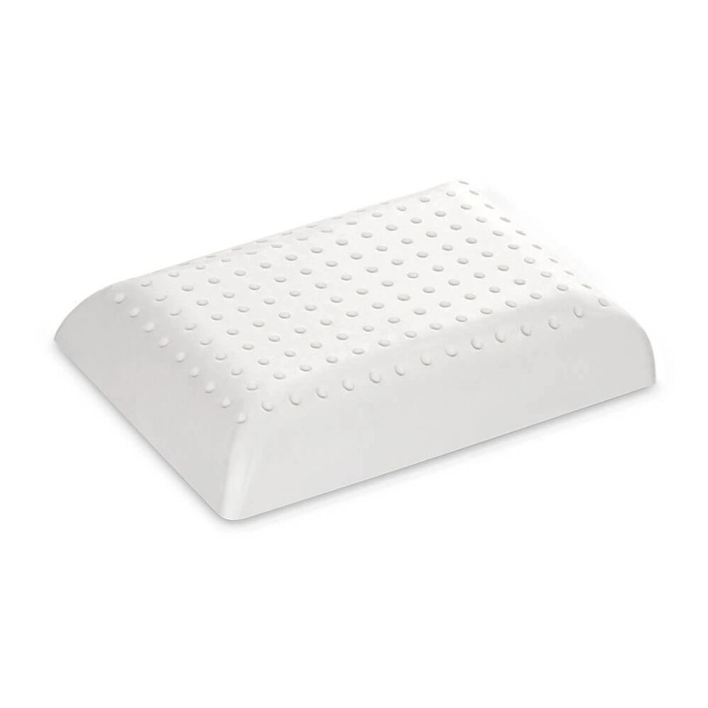 A white latex pillow with a dimpled surface is shown on a white background.
