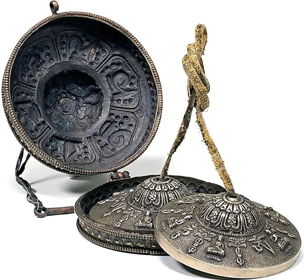 Instrument de Musique Tibétaine Tingsha 11 cm en Étui Premium Noir