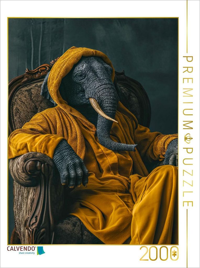 CALVENDO Puzzle Elefant elegant | 2000 Teile Lege-Größe 90x67cm Foto-Puzzle für glückliche Stunden