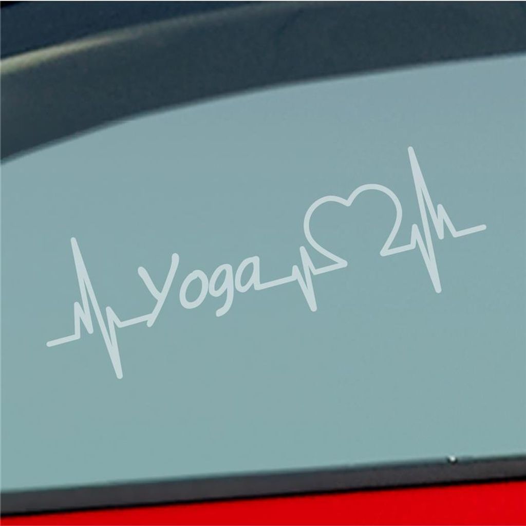 Auto Aufkleber Yoga Herzschlag Joga Hinduismus Indien Sport Liebe 19x6 cm Milchglas Sticker Heckscheibenaufkleber