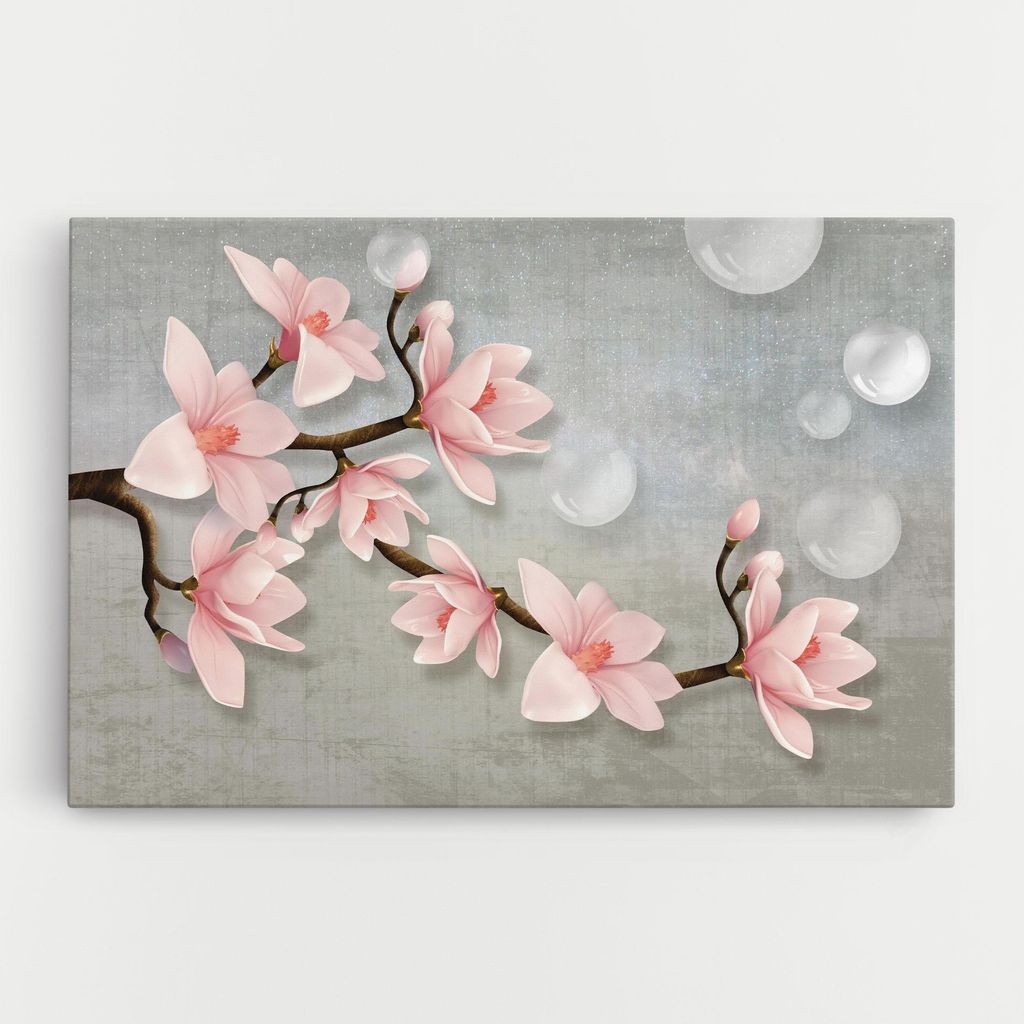 ARTHUB Leinwandbild 30x40 cm, Pink Magnolia | Wohnzimmerdekoration, Hängende Bilder, Wanddekoration, Heimdekoration, Blumen, Magnolien