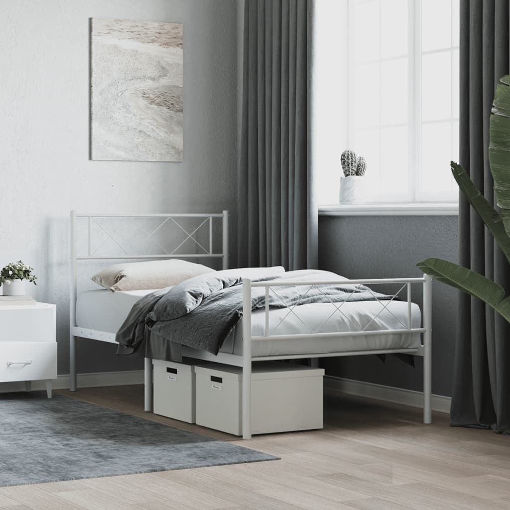 (Angebot 2026)Bettgestell - HOMMIE - Einzelbett - Moderne design - mit Kopf- und Fußteil Metall Weiß 90x200 cm GermanyMöbel 48164 - Klassische B...