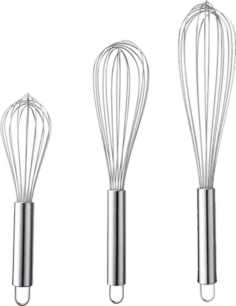3er-Pack Edelstahl-Schneebesen zum Mixen, Schlagen, Rühren und Verquirlen, Ballon-Schneebesen-Set