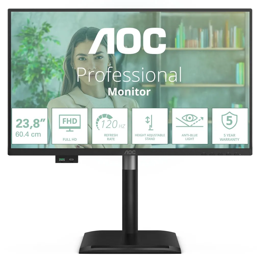 Écran Ergonomique AOC 24P4U 16:09 Hub USB Connectique Complète
