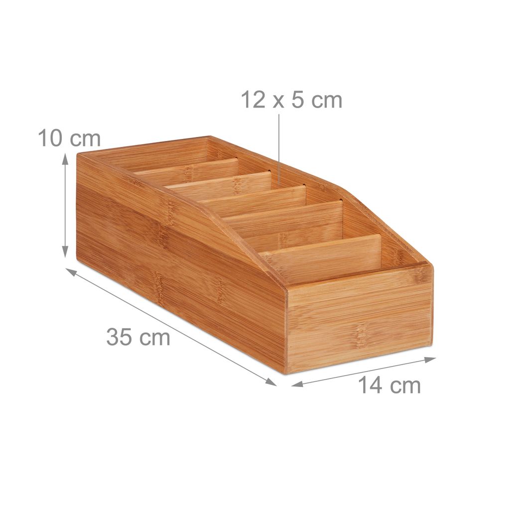 Relaxdays Bambus-Aufbewahrungsbox – Mit 2 Fächern, Stapelbar, 14 X 30 X 20 Cm