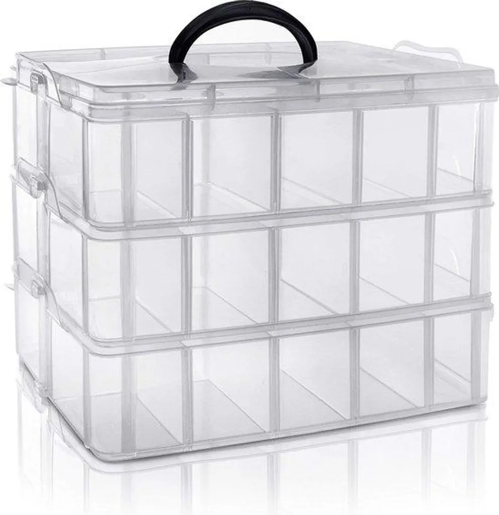 Bac de rangement transparent à 30 compartiments modulables pour perles