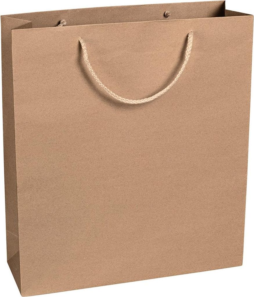 Papiertragetaschen 36 x 41 x 12 cm, Braun, glatt, Kordelhenkel - 12er Pack