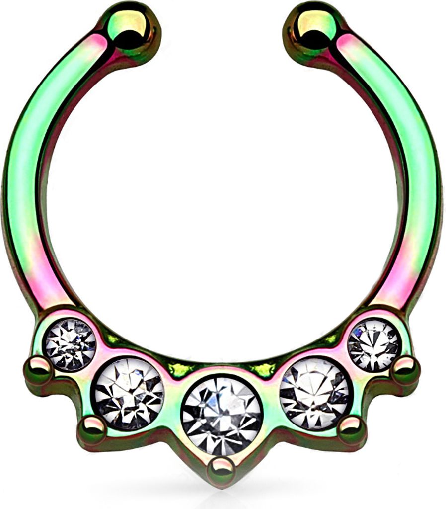 Nasenpiercing Nasenring Fake Piercing Septum Chirurgensthal Zirkonia Kristall rainbow