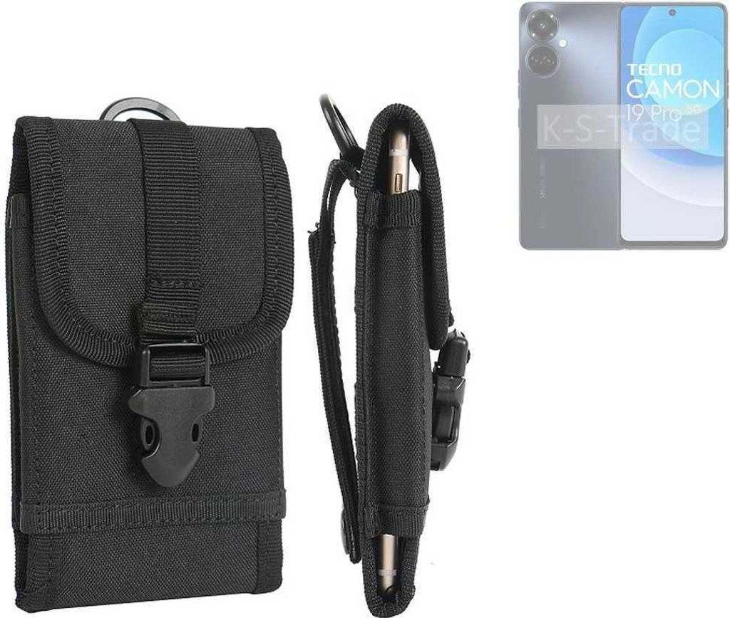 K-S-Trade Holster Handy Hülle kompatibel mit Tecno Camon 19 Pro 5G Holster Handytasche Gürtel Tasche Schutz Hülle Robust Outdoor schwarz