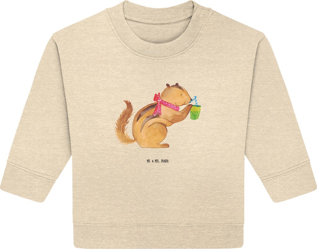 Mr. & Mrs. Panda Organic Baby Pullover Eichhörnchen Smoothie 12. - 18. Monat - Natural Raw - Geschenk, Green Smoothies, Bullover, Streifenhörnche...