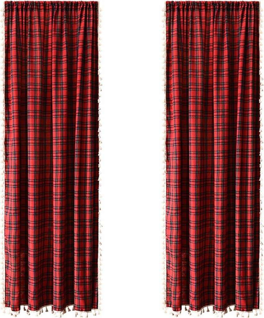 INF Weihnachtliche Gardine mit Quasten - Einzelpanel, Polyester, verschiedene Größen L