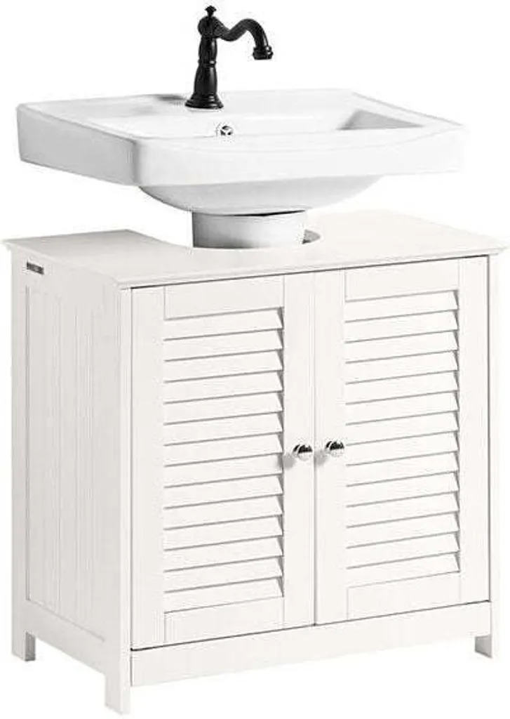 Aménagement salle de bain : Meuble sous-vasque compact blanc 57x58 cm
