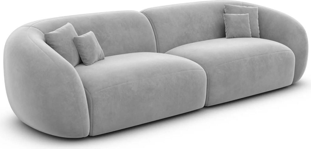 Samtstoff 4-Sitzer Couch Gaia Hellgrau