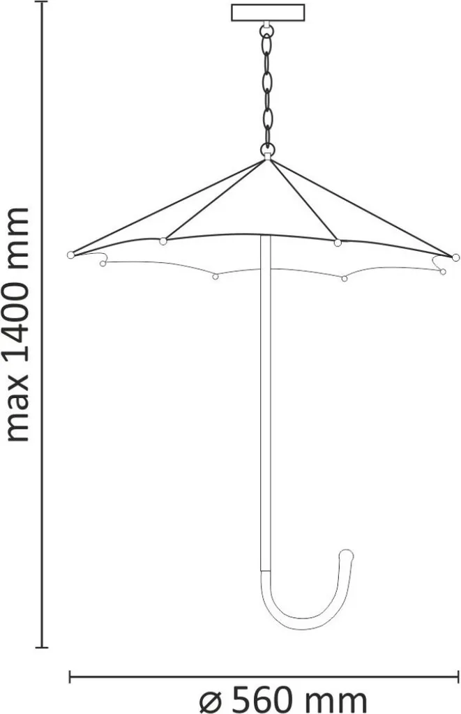 Grande suspension PARASOL en métal noir 165cm éclairage 3 sources E27 - 7