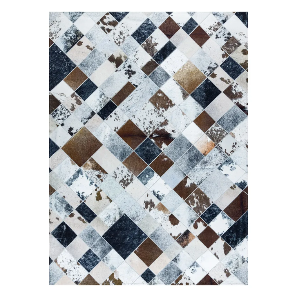 Tapis en Peau de Vache Multicolore - 120x170cm, Design Patchwork