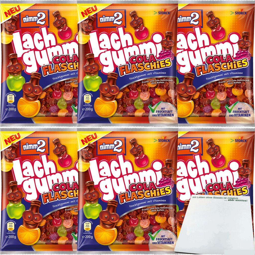 nimm2 Lachgummi Cola Flaschies 6er Pack (6x200g Beutel) + Produktbild 