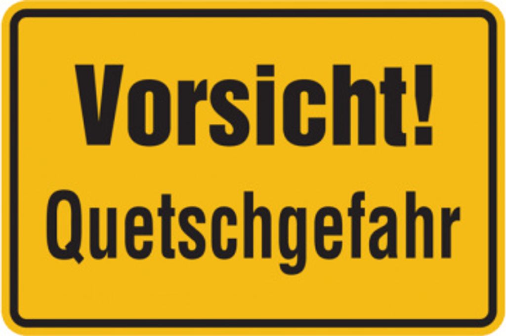 Dreifke Hinweisschild, Vorsicht! Quetschgefahr, 200x300mm, Alu geprägt, Alu ...