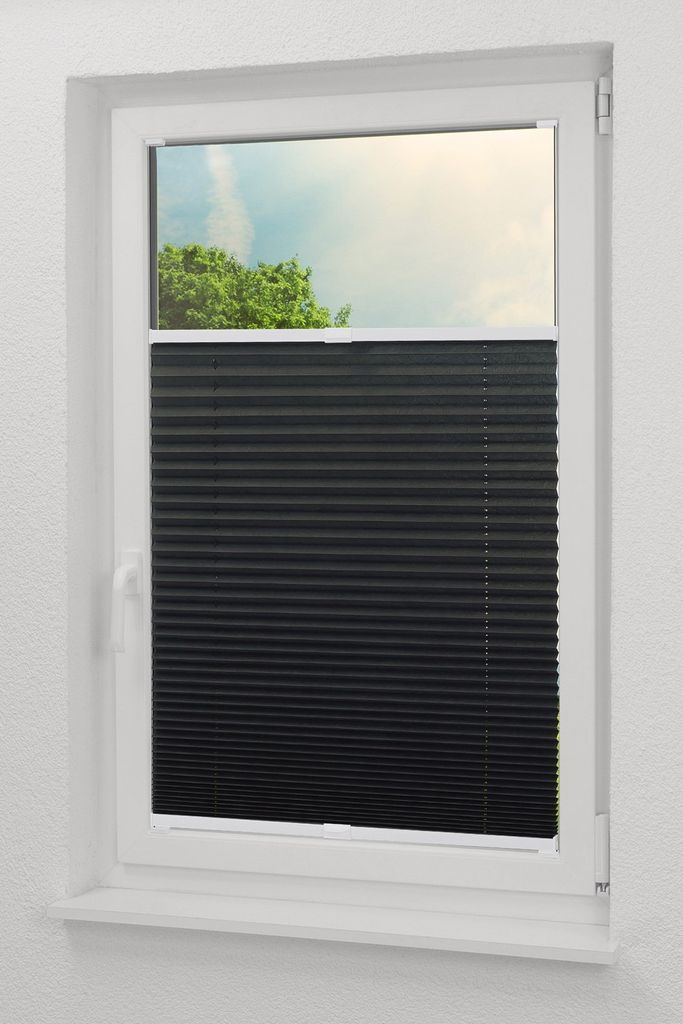 Lysel - Qualitätsplissee Crush Tageslicht graphitschwarz - Plissee in der Größe (Bx H) 70cm * 130cm
