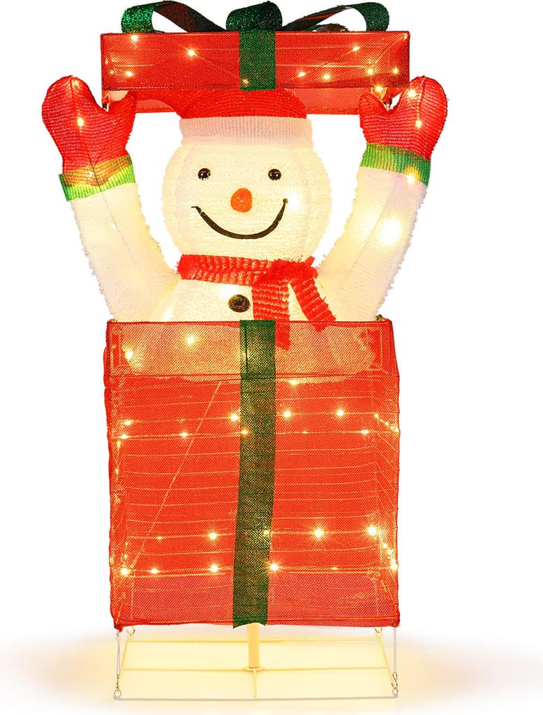 COSTWAY LED Schneemann in Geschenkbox, 115cm beleuchtete Produktbild 