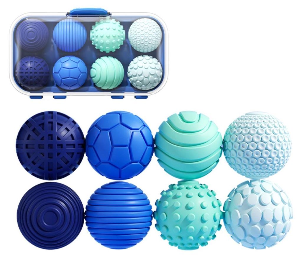 INF Magnetische Fühlkugeln 8er Set PVC 2.5cm x 2.5cm Stressabbau Blau