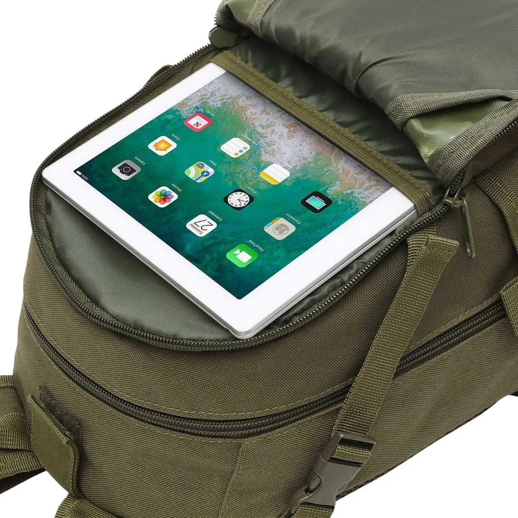 Sac tactique vert 25L ultra résistant avec compartiments multiples - 7