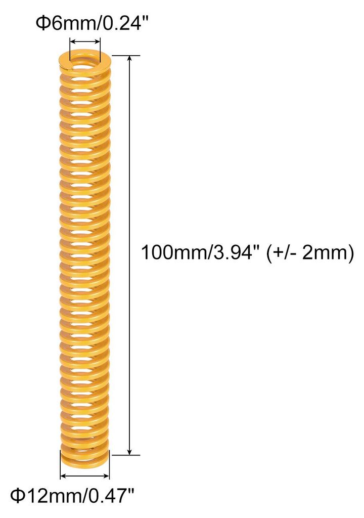 2 Stš¹ck 3D-Druckfedern 12mm AD 100mm lang Gelber Druckfeder 3D-Drucker Zubeh?r Feder Federn Zugfeder Zugfedern Spiralfeder Spiralfedern Lichtlas...