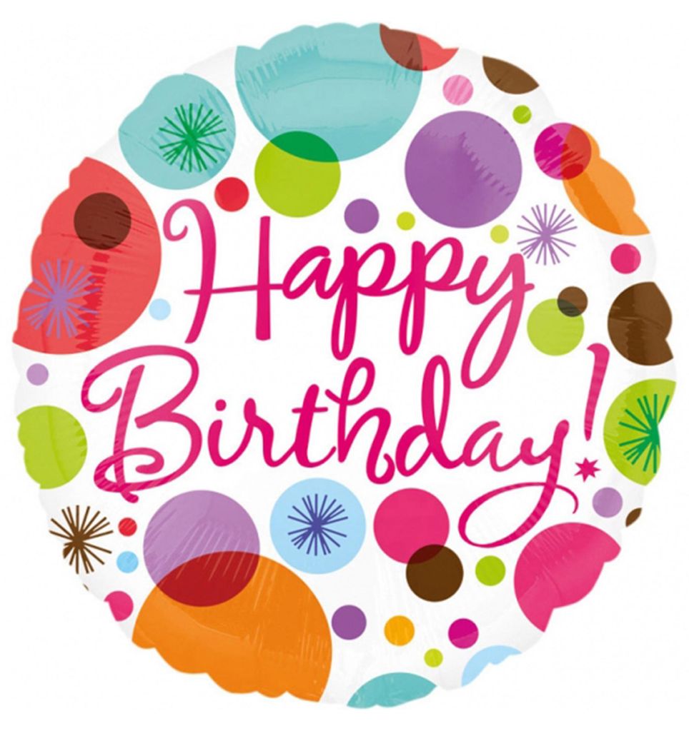 amscan Folienballon Happy Birthday Polka Dots weiß Produktbild 