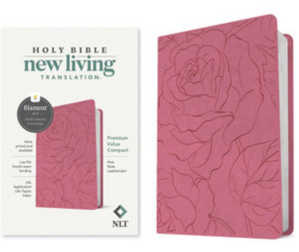 NLT Premium Value Compact Bible, Filament Enabled (Leatherlike, Pink Rose)