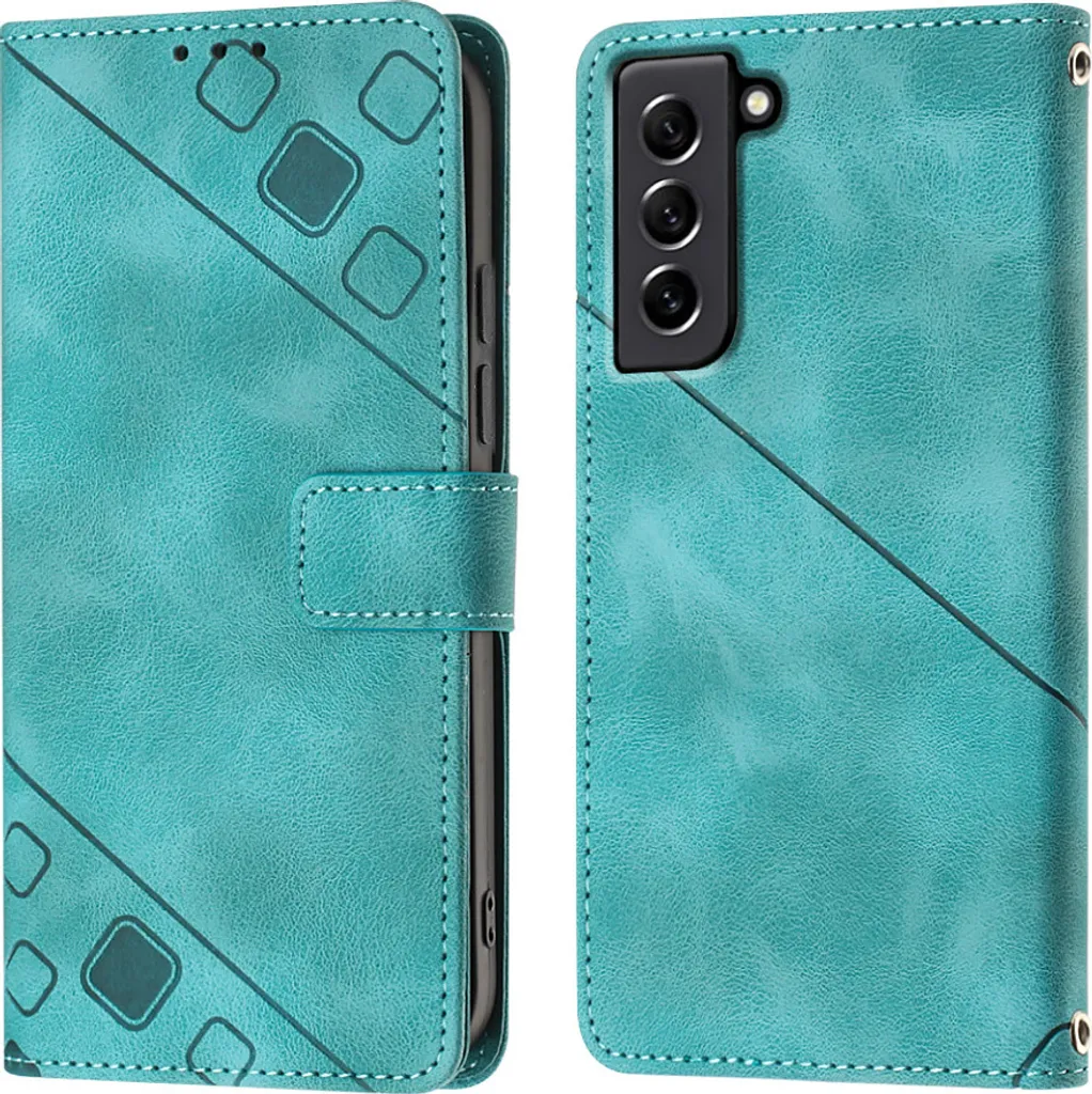 Custodia per Samsung Galaxy S21 FE in rilievo Custodia a portafoglio in pelle flip con supporto Verde