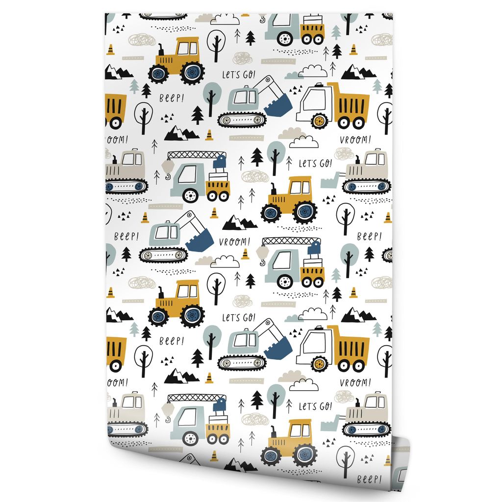 10m VLIES WALLPAPER rotolo per ragazzi camion BAGGER Immagine del prodotto 