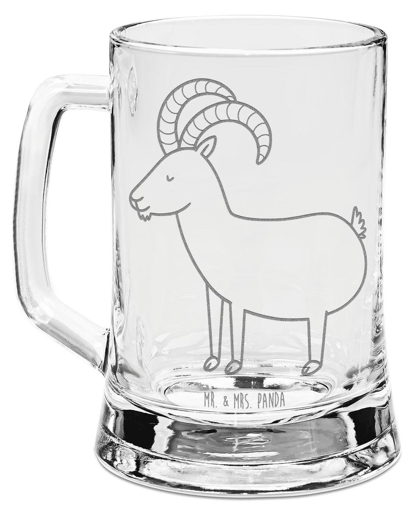 Mr. & Mrs. Panda Krug Sternzeichen Steinbock - Transparent - Geschenk, Ziege, Bock, Tierkreiszeichen, Geburtstag Dezember, Seidel, Januar, Glas Bie...