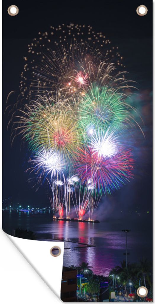 MuchoWow 30x60 cm Outdoor-Poster Gartendeko Sichtschutz Garten Poster für den Garten Feuerwerksfestival