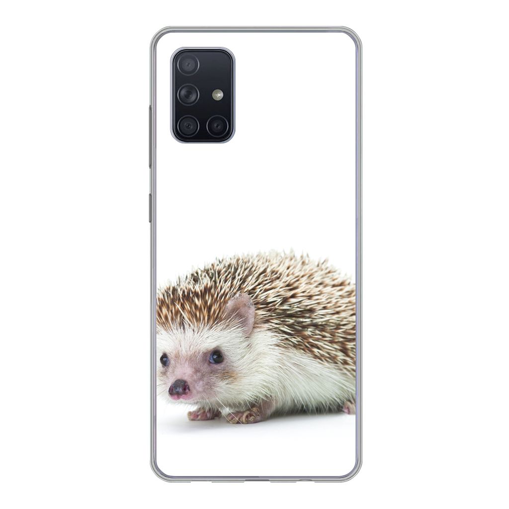 MuchoWow Handyhülle Schutzhülle Hülle für Samsung Galaxy A51 Igel - Tiere - Weiß Silikon Softcase Handy Hülle - Schutzabdeckung